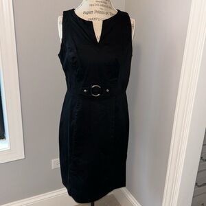 EUC Black Sleeveless Dress with Buckle Belt Detail